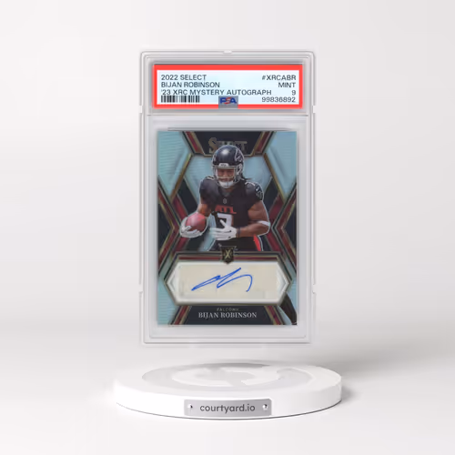 2022 Panini Select 2023 Select Xrc Prizm Mystery Autograph Redemption #XRCABR Bijan Robinson (PSA 9