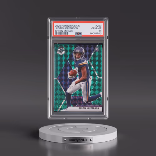2020 Panini Mosaic #209 Justin Jefferson - Green Mosaic (PSA 10 GEM MINT)