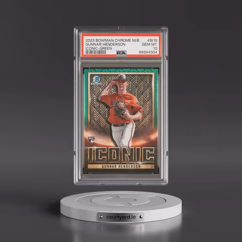 2023 Bowman Chrome Mega Box Bowman Iconic #BI19 Gunnar Henderson - Green Refractor (PSA 10 GEM MINT)