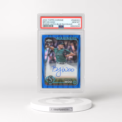 2024 Topps Chrome Rookie Autographs #RABWO Bryan Woo - Blue Raywave (PSA 10 GEM MINT)