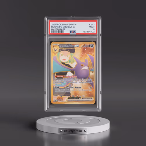 2025 Pokémon Dri EN-Destined Rivals #242 Team Rocket's Crobat EX - Holo Hyper Rare (PSA 9 MINT)