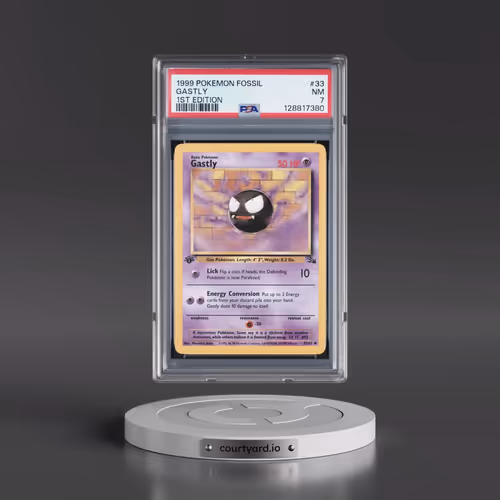 1999 Pokémon Fossil #33 Gastly - 1st Edition (PSA 7 NM)