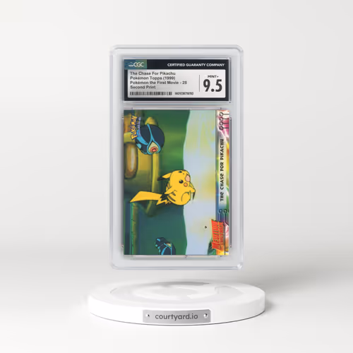 1999 Pokémon the First Movie #28 The Chase For Pikachu - Second Print (Black Topps Logo) (CGC 9.5 MINT+)