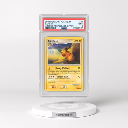 2009 Pokémon Platinum Arceus #27 Raichu - Prerelease-Staff (PSA 9 MINT)