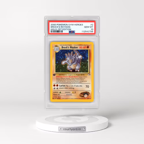 2000 Pokémon Gym Heroes #2 Brock's Rhydon - 1st Edition Holo (PSA 10 GEM MINT)