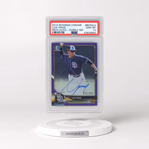2018 Bowman Chrome Prospects Autographs #BCPALU Luis Urias - Purple Refractor (PSA 10 GEM MINT)