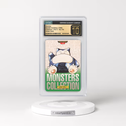 1996 Japanese Bandai Carddass #143 Snorlax - Full Art Holo Green Card (CGC 10 PRISTINE)