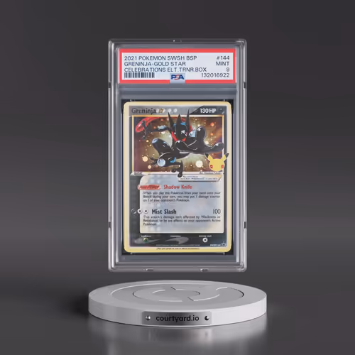 2021 Pokémon Swsh Black Star Promo #144 Greninja-Gold Star - Celebrations Elite Trainer Box (PSA 9 M