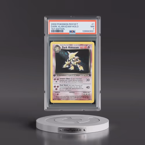 2000 Pokémon Rocket #1 Dark Alakazam - 1st Edition Holo (PSA 7 NM)
