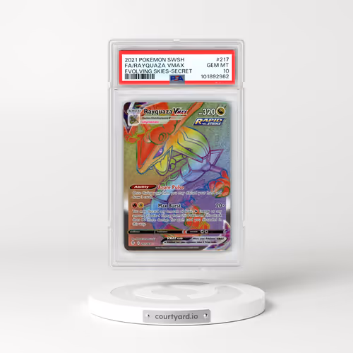 2021 Pokémon Sword & Shield Evolving Skies #217 Rayquaza Vmax - Full Art Secret (PSA 10 GEM MINT)