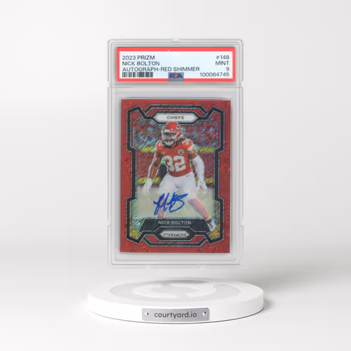 2023 Panini Prizm #148 Nick Bolton - Autograph-Red Shimmer (PSA 9 MINT)