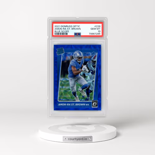 2021 Panini Donruss Optic #228 Amon-RA St. Brown - Blue Scope (PSA 10 GEM MINT)