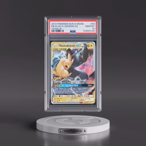 2019 Pokémon Sun & Moon Team Up #33 Pikachu & Zekrom GX - Holo (PSA 10 GEM MINT)