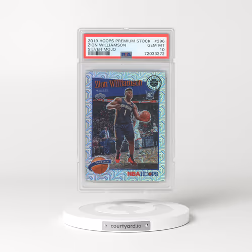 2019 Panini Hoops Premium Stock #296 Zion Williamson - Silver Mojo (PSA 10 GEM MINT)
