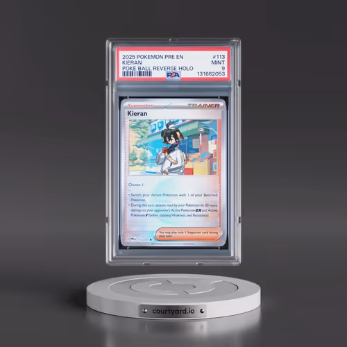 2025 Pokémon Pre EN-Prismatic Evolutions #113 Kieran - Reverse Holo Poke Ball (PSA 9 MINT)