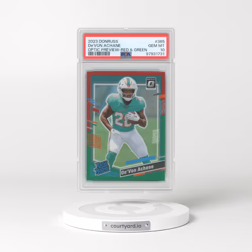 2023 Panini Donruss #365 DE'Von Achane - Optic Preview-Red & Green (PSA 10 GEM MINT)