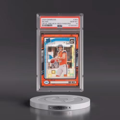 2024 Panini Donruss #369 Bo Nix - Optic Preview-Red Pandora (PSA 10 GEM MINT)