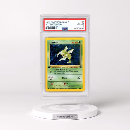 1999 Pokémon Jungle #10 Scyther - 1st Edition Holo (PSA 8 NM-MT)