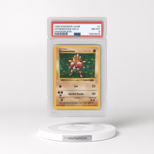 1999 Pokémon Game #7 Hitmonchan - Holo Shadowless (PSA 8 NM-MT)