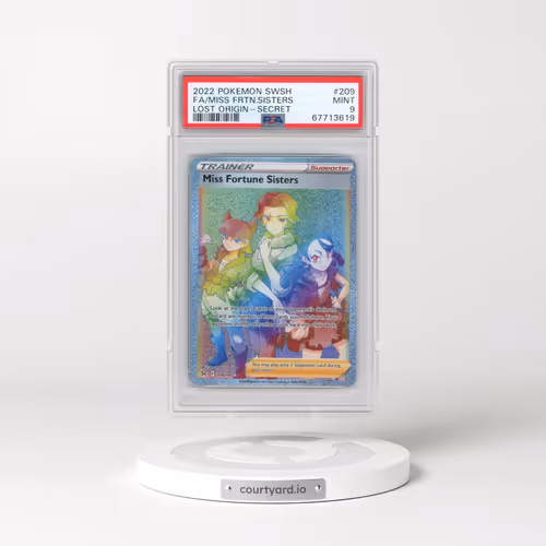 2022 Pokémon Sword & Shield Lost Origin #209 Miss Fortune Sisters - Full Art Secret (PSA 9 MINT)