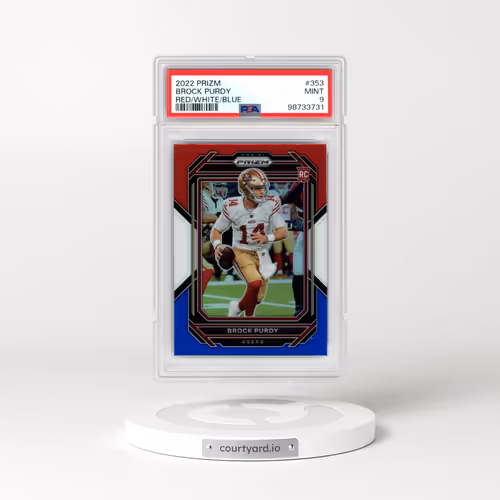 2022 Panini Prizm #353 Brock Purdy - Red/White/Blue (PSA 9 MINT)