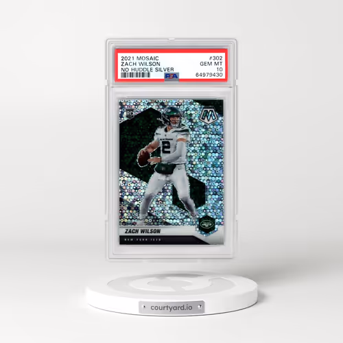 2021 Panini Mosaic #302 Zach Wilson - No Huddle Silver (PSA 10 GEM MINT)