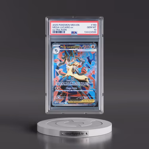 2025 Pokémon Meg EN-Mega Evolution #160 Mega Lucario EX - Holo Ultra Rare (PSA 10 GEM MINT)