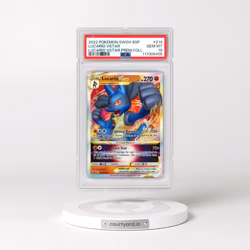 2022 Pokémon Swsh Black Star Promo #214 Lucario Vstar - Lucario Vstar Premium Collection (PSA 10 GEM