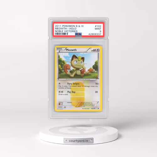 2011 Pokémon Black & White Noble Victories #102 Meowth - Holo (PSA 9 MINT)
