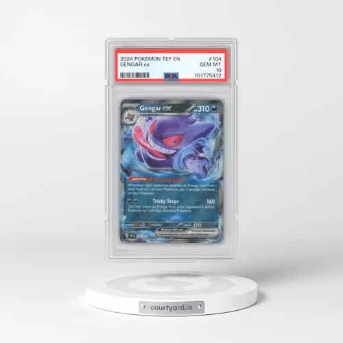 2024 Pokémon Tef EN-Temporal Forces #104 Gengar EX - Holo (PSA 10 GEM MINT)