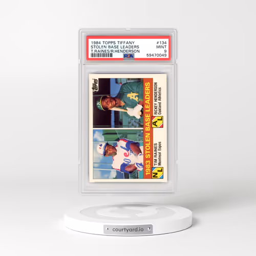 1984 Topps Tiffany #134 Stolen Base Leaders - T.Raines/R.Henderson (PSA 9 MINT)