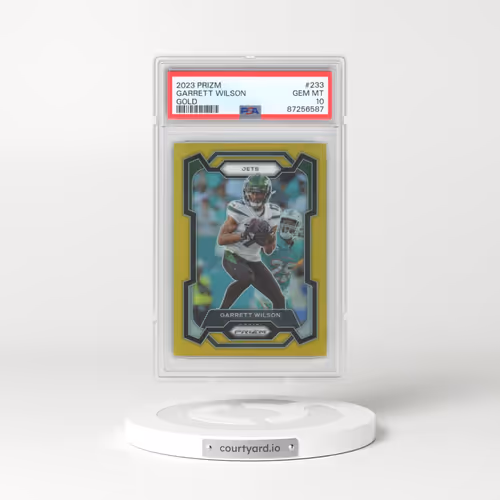 2023 Panini Prizm #233 Garrett Wilson - Gold Prizm (PSA 10 GEM MINT)