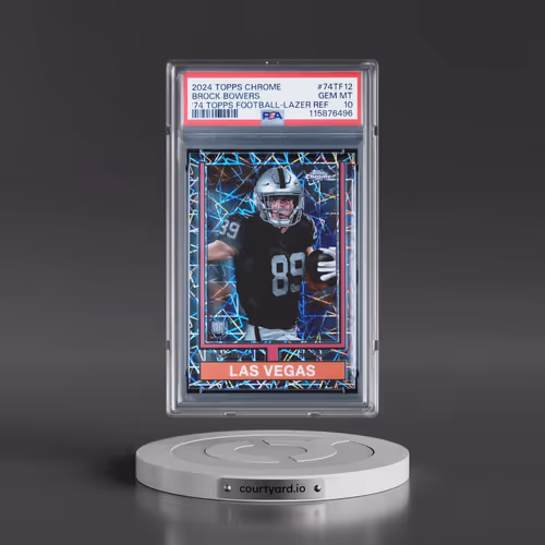 2024 Topps Chrome 1974 Topps Football #74TF12 Brock Bowers - Lazer Refractor (PSA 10 GEM MINT)