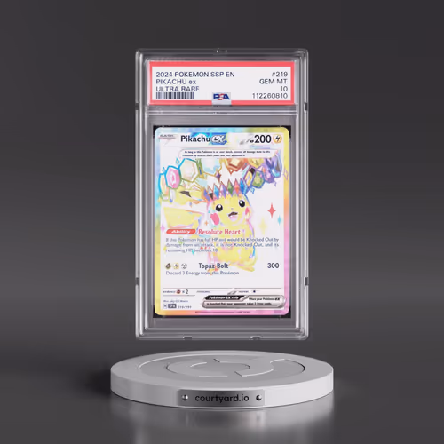 2024 Pokémon Ssp EN-Surging Sparks #219 Pikachu EX - Holo Ultra Rare (PSA 10 GEM MINT)