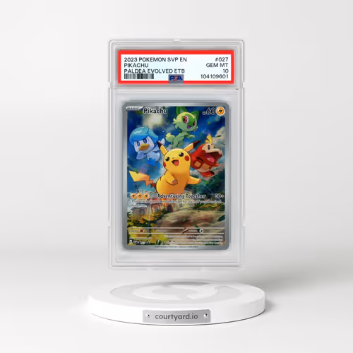 2023 Pokémon Svp EN-SV Black Star Promo #027 Pikachu - Paldea Evolved Elite Trainer Box (PSA 10 GEM MINT)