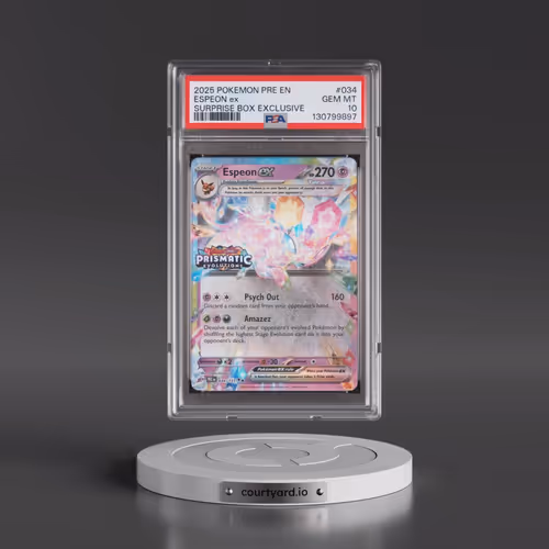 2025 Pokémon Pre EN-Prismatic Evolutions #034 Espeon EX - Holo Surprise Box Exclusive (PSA 10 GEM MI