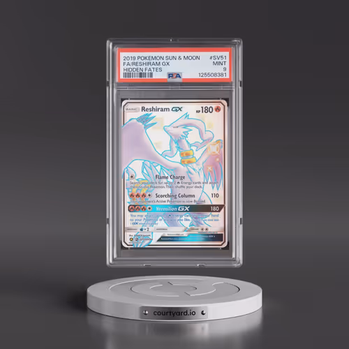 2019 Pokémon Sun & Moon Hidden Fates #SV51 Reshiram GX - Holo Full Art (PSA 9 MINT)