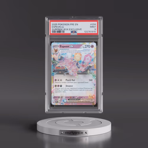2025 Pokémon Pre EN-Prismatic Evolutions #034 Espeon EX - Holo Surprise Box Exclusive (PSA 9 MINT)