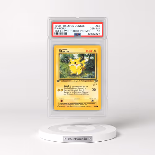 1999 Pokémon Jungle #60 Pikachu - 1st Edition W Stamp Duelist Promo (PSA 10 GEM MINT)