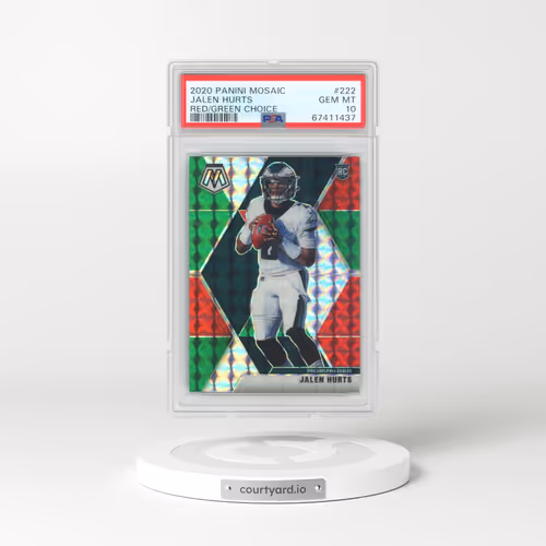 2020 Panini Mosaic #222 Jalen Hurts - Red/Green Choice (PSA 10 GEM MINT)