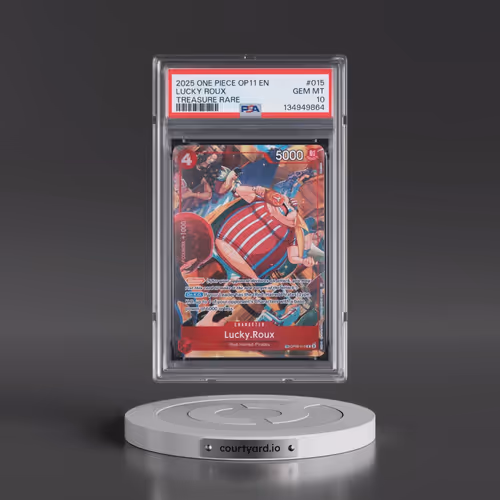 2025 One Piece OP11-A Fist of Divine Speed #015 Lucky Roux - Treasure Rare (PSA 10 GEM MINT)