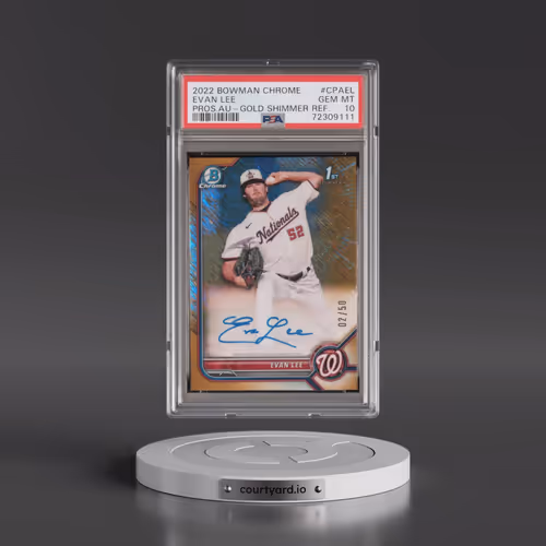 2022 Bowman Chrome Prospect Autographs #CPAEL Evan Lee - Gold Shimmer Refractor (PSA 10 GEM MINT)