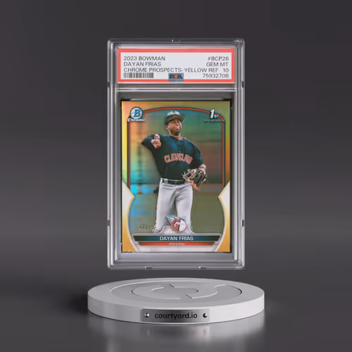 2023 Bowman Chrome Prospects #BCP26 Dayan Frias - Yellow Refractor (PSA 10 GEM MINT)