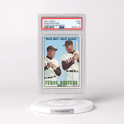 1967 Topps #423 Fence Busters - Willie Mays/Willie McCovey (PSA 7 NM)