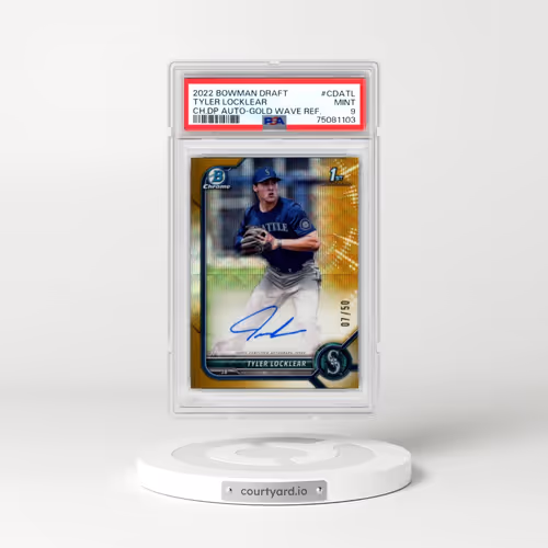 2022 Bowman Draft Chrome Draft Pick Autographs #CDATL Tyler Locklear - Gold Wave Refractor (PSA 9 MINT)