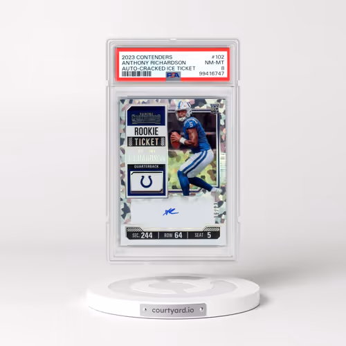 2023 Panini Contenders #102 Anthony Richardson - Autograph-Cracked Ice Ticket (PSA 8 NM-MT)
