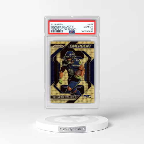 2023 Panini Prizm Emergent #H14 Kenneth Walker III - Gold Vinyl (PSA 10 GEM MINT)