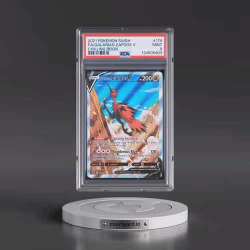 2021 Pokémon Sword & Shield Chilling Reign #174 Galarian Zapdos V - Holo Full Art (PSA 9 MINT)