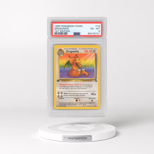1999 Pokémon Fossil #19 Dragonite - 1st Edition (PSA 6 EX-MT)