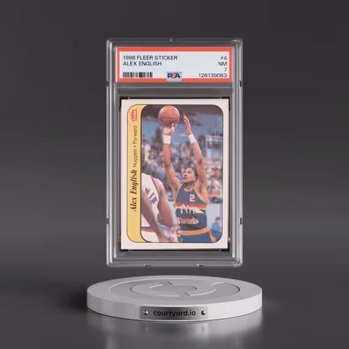 1986 Fleer Sticker #4 Alex English (PSA 7 NM)